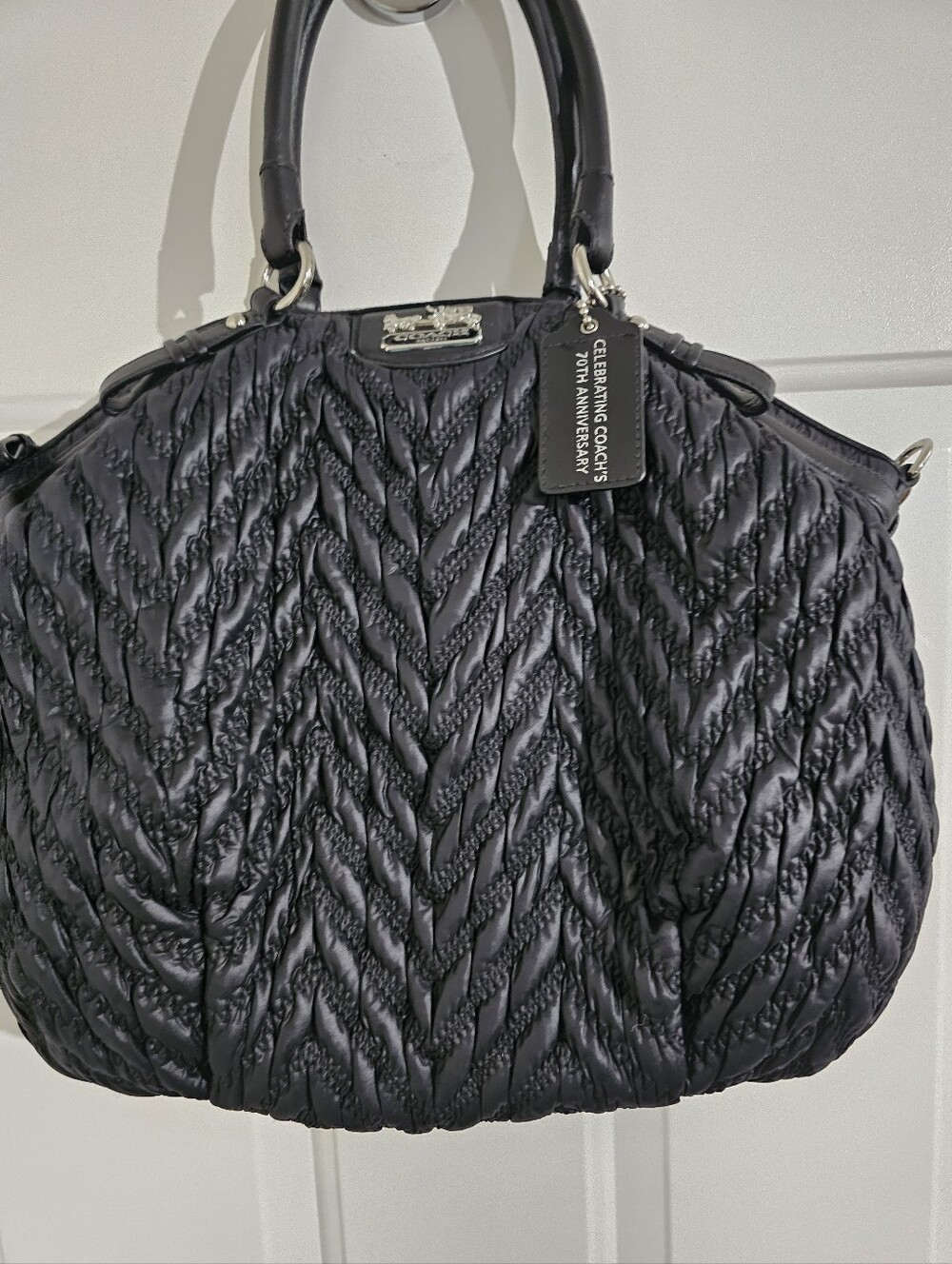 Coach Quilted Black Women's Satchel Handbag -75th Anniversary Edition - Picture 3 of 15